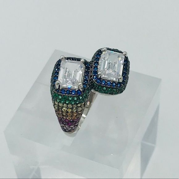 NWT PRIDE RAINBOW STERLING SILVER COCKTAIL RING - Picture 7 of 11